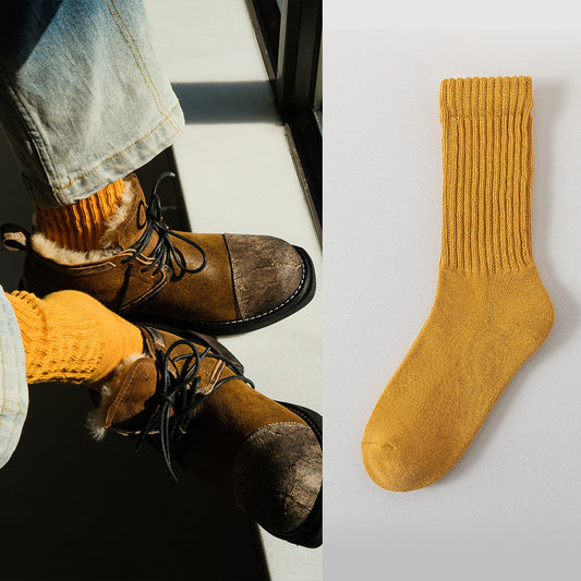 Ochre Yellow Fleece Socks (Terry Sole)